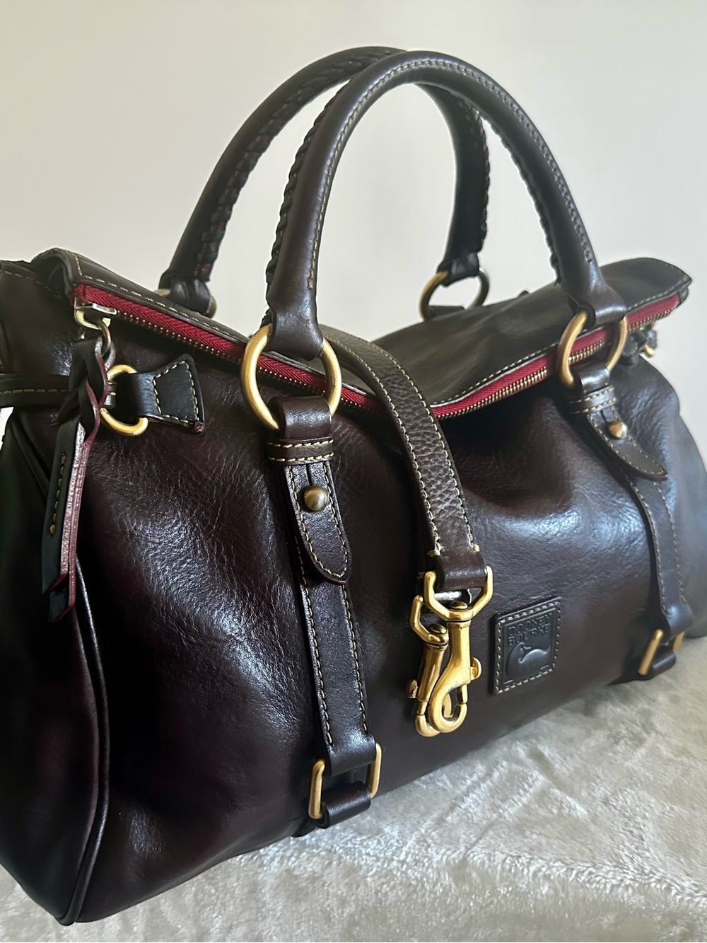Dooney & Bourke Large Vintage Florentine Satchel in T’Moro Brown